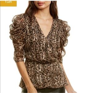 Authentic NWT Walter Baker Liora Peplum Top in jaguar animal print medium